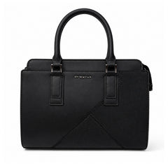 Bag Shoppe Women Black Enigma Multi-Texture Satchel - Bold Editorial Bag for Office, Evening & Special Occasions