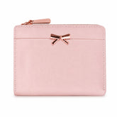 Bag Shoppe Women Pink Bow Detail Mini Wallet - Cute Compact Wallet for Girls, College & Daily Use