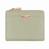 Bag Shoppe Women Green Bow Detail Mini Wallet - Fresh Trendy Wallet for College, Travel & Daily Use