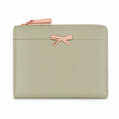 Bag Shoppe Women Green Bow Detail Mini Wallet - Fresh Trendy Wallet for College, Travel & Daily Use