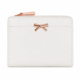 Bag Shoppe Women White Bow Detail Mini Wallet - Classic Elegant Wallet for Office, Shopping & Daily Use