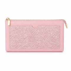 Bag Shoppe Women Pink Shimmer Panel Long Wallet - Feminine Glamorous Wallet for Girls, Party & Daily Use