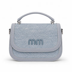 Bag Shoppe Women Grey Denim Panel Mini Top-Handle Bag - Cool Contemporary Mini Bag for College, Outings & Daily Use