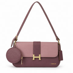 Bag Shoppe Women Pink Two-Tone Baguette Shoulder Bag - Luxe Fashion Bag for Brunch, Evening & Special Occasions