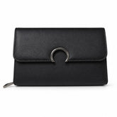 Bag Shoppe Women Black Enigma Arc Ring Flap Sling Bag- Classic Timeless Clutch for Office, Evening & Daily Use
