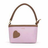 Bag Shoppe Women Pink Lizzie Heart Patch Mini Baguette - Sweet Playful Mini Bag for Girls, College & Daily Use