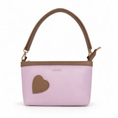 Bag Shoppe Women Pink Lizzie Heart Patch Mini Baguette - Sweet Playful Mini Bag for Girls, College & Daily Use