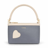 Bag Shoppe Women Grey Lizzie Heart Patch Mini Baguette - Chic Compact Mini Bag for College, Outings & Daily Use