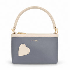 Bag Shoppe Women Grey Lizzie Heart Patch Mini Baguette - Chic Compact Mini Bag for College, Outings & Daily Use