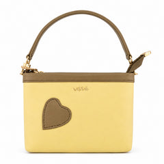 Bag Shoppe Women Yellow Lizzie Heart Patch Mini Baguette - Vibrant Bold Mini Bag for Girls, College & Daily Use