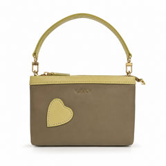 Bag Shoppe Women Olive Lizzie Heart Patch Mini Baguette - Nature-Inspired Mini Bag for College, Outings & Daily Use