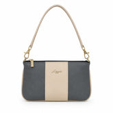 Bag Shoppe Women Grey Lizzie Two-Tone Shoulder Baguette - Cool Neutral Bag for Office, College & Daily Use