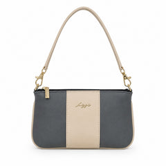 Bag Shoppe Women Grey Lizzie Two-Tone Shoulder Baguette - Cool Neutral Bag for Office, College & Daily Use