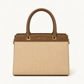 Bag Shoppe Women Beige Ettoil Woven Structured Handbag - Earthy Artisan Bag for Office, Brunch & Daily Use