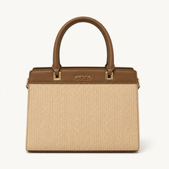 Bag Shoppe Women Beige Ettoil Woven Structured Handbag - Earthy Artisan Bag for Office, Brunch & Daily Use