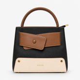 Bag Shoppe Women Black Ettoil Tricolor Structured Handbag - Bold Artistic Bag for Office, Evening & Special Occasions