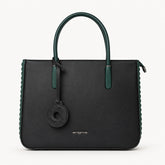 Bag Shoppe Women Black Enigma Scalloped Tote Handbag - Statement Fashion Bag for Brunch, Shopping & Special Occasions