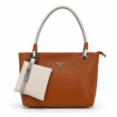 Bag Shoppe Women Brown Heart-Logo Tote Bag with Pouch - Stylish Everyday Tote for Office, Shopping & Daily Use