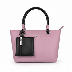 Bag Shoppe Women Purple Heart-Logo Tote Bag with Pouch - Feminine Bold Tote for College, Shopping & Daily Use