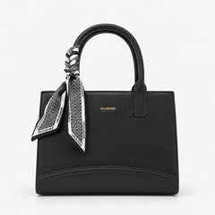Bag Shoppe Women Black Valendnee Scarf Handle Handbag - Bold Statement Bag for Office, Evening & Special Occasions