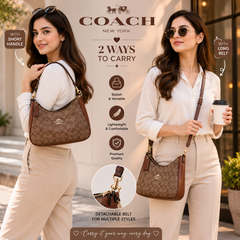 Coach Signature Canvas Convertible Shoulder Bag – Brown