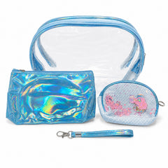 Bag Shoppe Women Blue Makeup Pouch - Compact Cosmetic Organizer for Travel & Daily Use