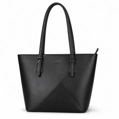 Bag Shoppe Women Black Enigma Dual-Texture Handbag - Stylish Structured Bag for Office, Party & Daily Use