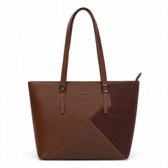 Bag Shoppe Women Brown Enigma Dual-Panel Handbag - Rich Two-Tone Bag for Work, Outings & Everyday Use