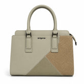 Bag Shoppe Women Beige Enigma Tri-Texture Satchel - Artisan Multi-Texture Bag for Work, College & Outings