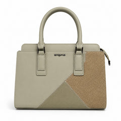 Bag Shoppe Women Beige Enigma Tri-Texture Satchel - Artisan Multi-Texture Bag for Work, College & Outings