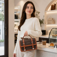 Bag Shoppe Women Brown Fashion Bags Dual-Strap Satchel - Rich Structured Bag for Office, Shopping & Daily Use