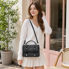 Bag Shoppe Women Black Fashion Bags Classic Satchel - Classic Versatile Bag for Office, College & Daily Use