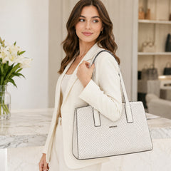 Bag Shoppe Women Off White Big Size Handbag - Spacious Everyday Bag for Office, Travel & Daily Use