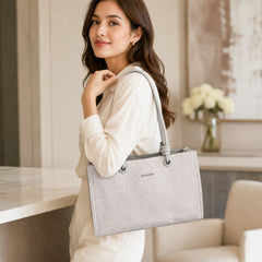 Bag Shoppe Women Light Grey Big Size Handbag - Spacious Everyday Bag for Office, Travel & Daily Use
