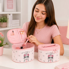 Bag Shoppe Women Pink Makeup Box - Spacious Cosmetic Storage Organizer for Travel & Daily Use