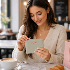 Bag Shoppe Women Green Bow Detail Mini Wallet - Fresh Trendy Wallet for College, Travel & Daily Use