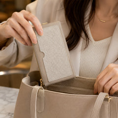 Bag Shoppe Women Beige Simple & Classic Long Wallet - Elegant Organised Wallet for Office, Travel & Daily Use