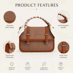 Bag Shoppe Women Brown Fashion & Bags Woven Satchel - Warm Textured Bag for Office, Shopping & Daily Use