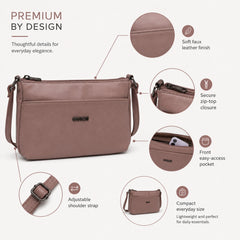 Bag Shoppe Women Pink Ettoli Smooth Crossbody Bag - Feminine Compact Sling for College, Brunch & Daily Use