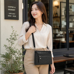 Bag Shoppe Women Black Ettoli Woven Crossbody Bag - Polished Designer-Style Sling for Office, Evening & Daily Use