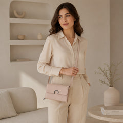 Bag Shoppe Women Pink Enigma Arc Ring Flap Sling Bag - Elegant Compact Clutch for Office, Evening & Outings