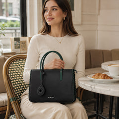 Bag Shoppe Women Black Enigma Scalloped Tote Handbag - Statement Fashion Bag for Brunch, Shopping & Special Occasions