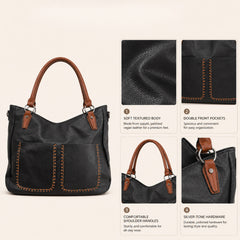 Bag Shoppe Women Black Tote Bag - Stylish Everyday Bag for Office, Travel & Daily Use