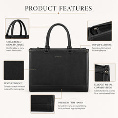 Bag Shoppe Women Black Big Size Handbag - Spacious Everyday Bag for Office, Travel & Daily Use