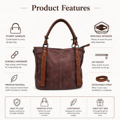Bag Shoppe Women Brown Tote Bag - Stylish Everyday Bag for Office, Travel & Daily Use