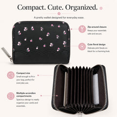 Bag Shoppe Women Black Wallet - Compact Everyday Wallet for Cards, Cash & Daily Use