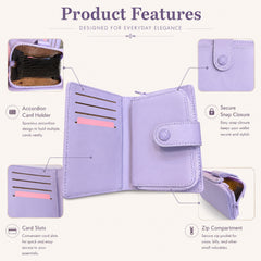Bag Shoppe Women Purple Wallet - Compact Everyday Wallet for Cards, Cash & Daily Use