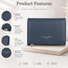 Bag Shoppe Women Blue Wallet - Compact Everyday Wallet for Cards, Cash & Daily Use