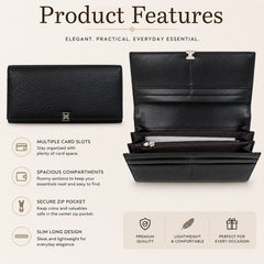 Bag Shoppe Women Black Wallet - Compact Everyday Wallet for Cards, Cash & Daily Use