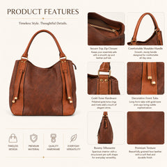 Bag Shoppe Women Brown Tote Bag - Stylish Everyday Bag for Office, Travel & Daily Use